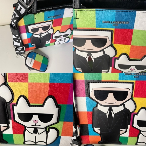 Karl Lagerfeld Paris Maybelle Satchel Multicolor Handle Crossbody Strap Bag (BN) - Picture 4 of 16